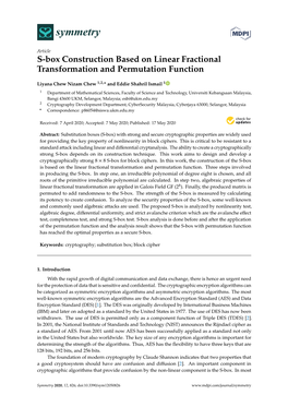 S-Box Construction Based on Linear Fractional Transformation and Permutation Function