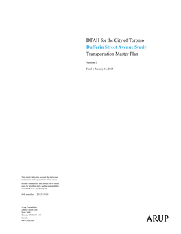 DTAH for the City of Toronto Dufferin Street Avenue Study Transportation Master Plan