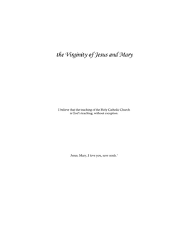 The Virginity of Jesus and Mary