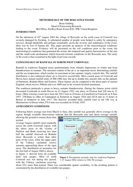 1 METEOROLOGY of the BOSCASTLE FLOOD Brian Golding