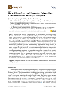 Hybrid Short-Term Load Forecasting Scheme Using Random Forest and Multilayer Perceptron †