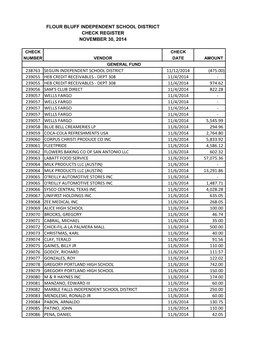 Flour Bluff Independent School District Check Register November 30, 2014 238763 Seguin Independent School District 11/12/2014 (4