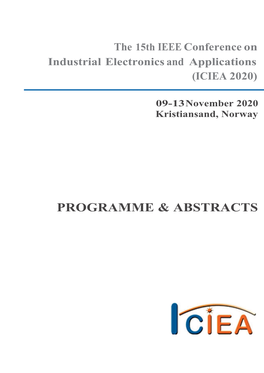 The 15Th IEEE Conference on Industrial Electronics and Applications (ICIEA 2020), 9-13 November 2020, Kristiansand, Norway