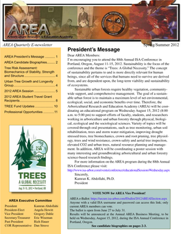 AREA Quarterly Newsletter-Spring/Summer 2012