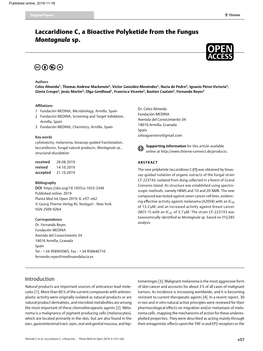 Laccaridione C, a Bioactive Polyketide from the Fungus Montagnula Sp