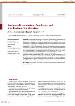 Xanthoma Disseminatum: Case Report and Mini-Review of the Literature