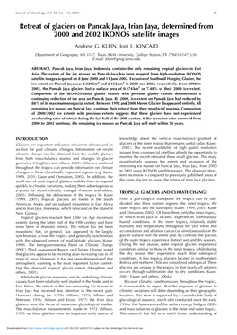 Retreat of Glaciers on Puncak Jaya, Irian Jaya, Determined from 2000 and 2002 IKONOS Satellite Images