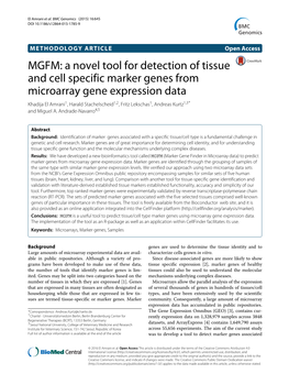 A Novel Tool for Detection of Tissue and Cell Specific Marker Genes From