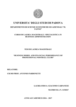 Universita' Degli Studi Di Padova