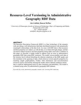 Resource-Level Versioning in Administrative Geography RDF Data