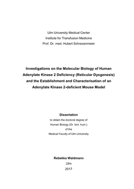 Investigations on the Molecular Biology of Human Adenylate