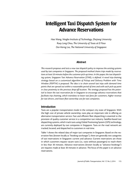 Intelligent Taxi Dispatch System for Advance Reservations
