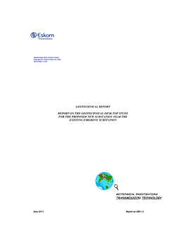 Geotechnical Report Report on the Geotechnical Desk Top Study for the Proposed New Substation Near the Existing Firgrove