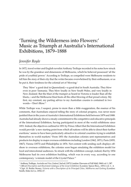 Music As Triumph at Australia's International Exhibitions, 1879–1888