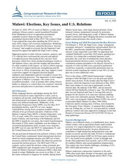 Malawi: Elections, Key Issues, and U.S