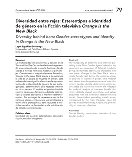 Diversidad Entre Rejas: Estereotipos E Identidad De Género En La Ficción Televisiva Orange Is the New Black De Una Manera Sincrónica” (2014: 1)