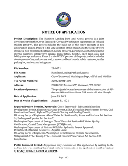 Notice of Application