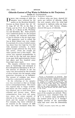 Chloride Content of Fog Water in Relation to Air Trajectory Samples