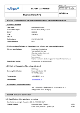 SAFETY DATASHEET Revision Date : 06/2021