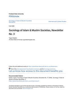 Sociology of Islam & Muslim Societies, Newsletter No. 3