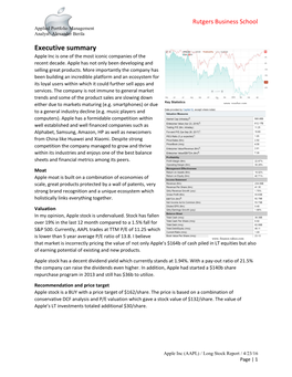 Executive Summary Apple Inc Is One of the Most Iconic Companies of the Recent Decade