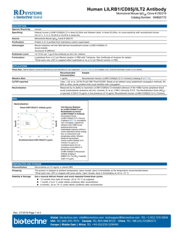 Human LILRB1/Cd85j/ILT2 Antibody