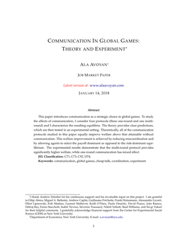 Communication in Global Games: Theory And