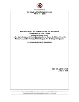 Informe Actuación Especial at Nº 43 – 2020 Recursos Del