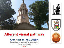 Afferent Visual Pathway Amr Hassan, M.D.,FEBN Associate Professor of Neurology Cairo University 2017