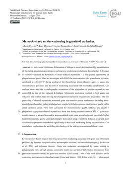 Myrmekite and Strain Weakening in Granitoid Mylonites