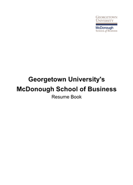Georgetown University's Mcdonough School of Business Resume Book
