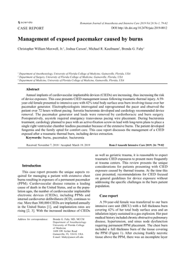 Management of Exposed Pacemaker Caused by Burns