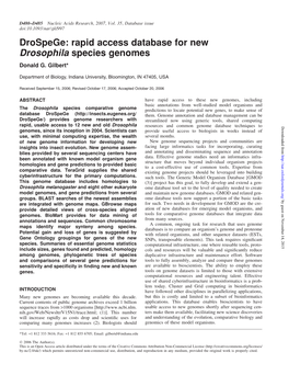 Drospege: Rapid Access Database for New Drosophila Species Genomes Donald G