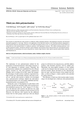 Thiol-Yne Click Polymerization