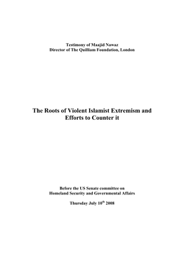 The Roots of Violent Islamist Extremism and Efforts to Counter It