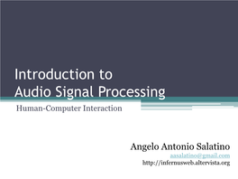 Introduction to Audio Signal Processing Human-Computer Interaction