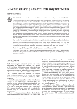 Devonian Antiarch Placoderms from Belgium Revisited