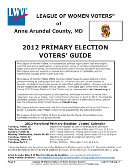 2012 Primary Election Voters' Guide