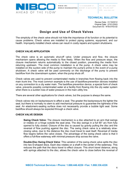 Design and Use of Check Valves