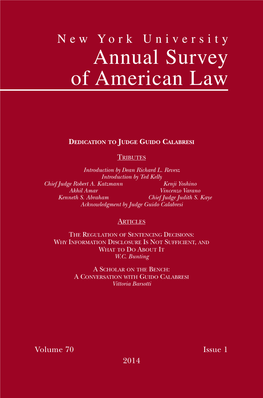 New York University Annual Survey of American Law E Okuiest Nulsre Faeia a 2014 New York of American Law University Annual Survey