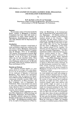 IAWA Bulletin N.S., Vol. 4 (1),1983 53 WOOD ANATOMY of UNCARINA