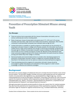 Prevention of Prescription Stimulant Misuse Among Youth