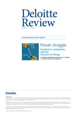 Power Struggle Customers, Companies, and the Internet of Things by BRENNA SNIDERMAN and MICHAEL E