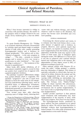 Clinical Applications of Psoralens, and Related Materials: Vitiligo—What Is