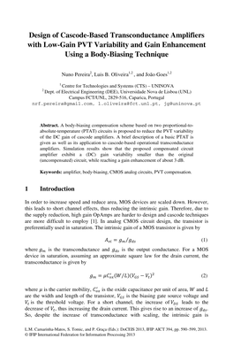 Design of Cascode-Based Transconductance Amplifiers with Low-Gain PVT Variability and Gain Enhancement Using a Body-Biasing Technique