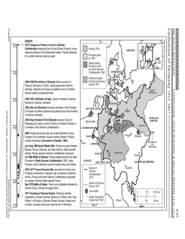 Unification of Germany 1815–1867 300 Km 200 Miles of EAST EMPIRE RUSSIAN PRUSSIA KRAKOW REPUBLIC 100 150 SILESIA 0 0 AUSTRIAN EMPIRE* Sadowa Vienna SWEDEN Gastein