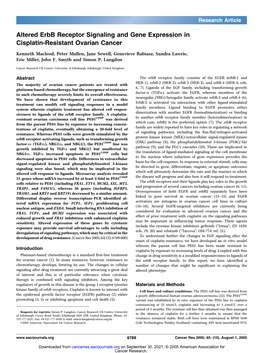 Altered Erbb Receptor Signaling and Gene Expression in Cisplatin-Resistant Ovarian Cancer