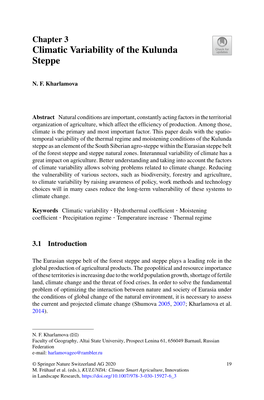 Chapter 3 Climatic Variability of the Kulunda Steppe