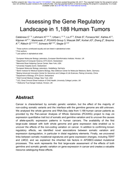 Assessing the Gene Regulatory Landscape in 1,188 Human Tumors