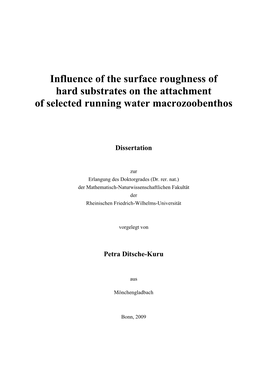 Influence of the Surface Roughness of Hard Substrates on the Attachment of Selected Running Water Macrozoobenthos